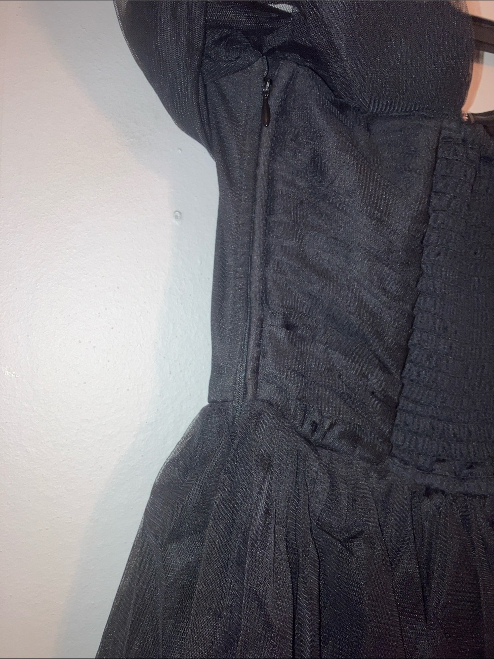 Jayde Black Tulle Off the Shoulder Tiered Mini Dress UK Size 6 - Picture 6 of 6